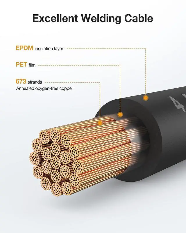 Alt view image 2 of 7 - 4 Gauge Wire Battery Cable, 4 AWG EPDM Welding Cable with Oxygen-Free Copper, Flexible/High Conductivity for Solar, Automotive, Battery, Inverter, RV, Marine (10 ft Red + 10 ft Black)