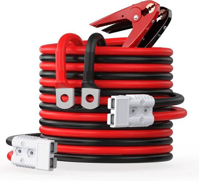 Main image of Heavy Duty Jumper Cables for Diesel Trucks - 1 Gauge 25 Feet extra long Booster Battery Cables with Permanent Installation kit and Quick Connect Plug for Car, SUV
