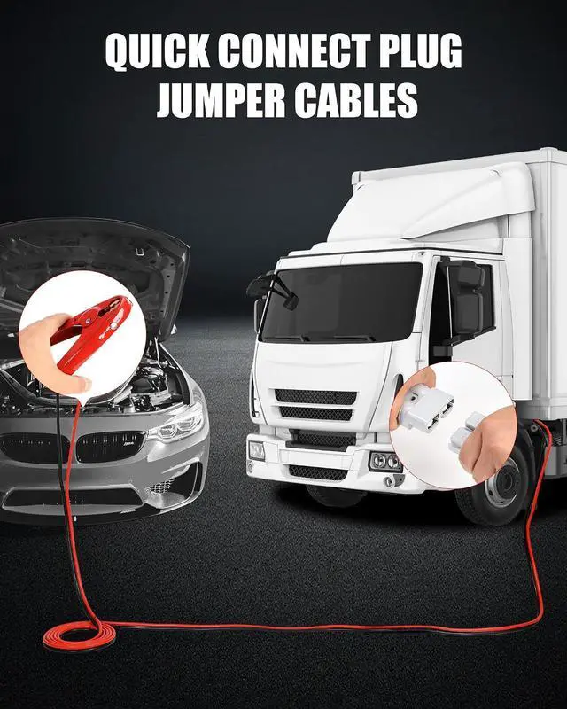 Alt view image 4 of 7 - Heavy Duty Jumper Cables for Diesel Trucks - 1 Gauge 25 Feet extra long Booster Battery Cables with Permanent Installation kit and Quick Connect Plug for Car, SUV