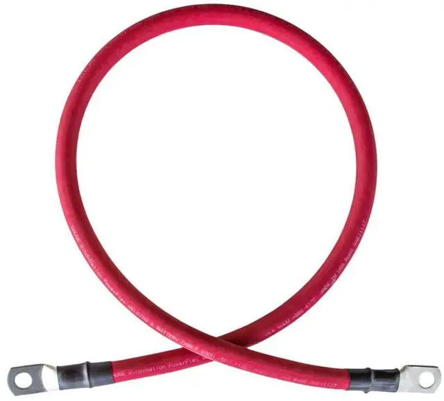 Alt view image 3 of 6 - 2/0 AWG 2/0 Gauge Red + Black Pure Copper Battery Inverter Cables Solar, RV, Car, Boat 2 feet 3/8" + 5/16" Cable Lugs