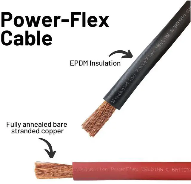 Alt view image 4 of 6 - 2/0 AWG 2/0 Gauge Red + Black Pure Copper Battery Inverter Cables Solar, RV, Car, Boat 2 feet 3/8" + 5/16" Cable Lugs