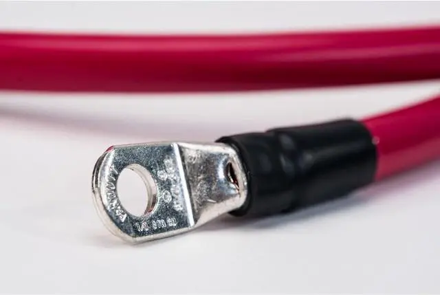 Alt view image 5 of 7 - Preassembled 4 AWG 3 Foot Alligator Clamp Battery Cable Set with 5/16 Inch Inch Ring Terminal by Made in The USA
