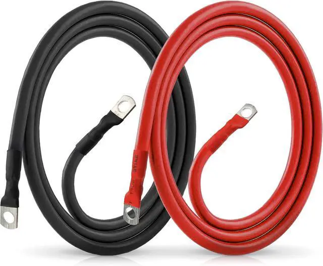 Main image of 2 AWG Battery Cable 3FT 2 Gauge Pure Copper Battery Inverter Cables with 3/8 in Lugs Both Ends Power Inverter Wire Set for Automotive Solar Power Inverter Marine Boat RV Car Motorcycle (2pcs)