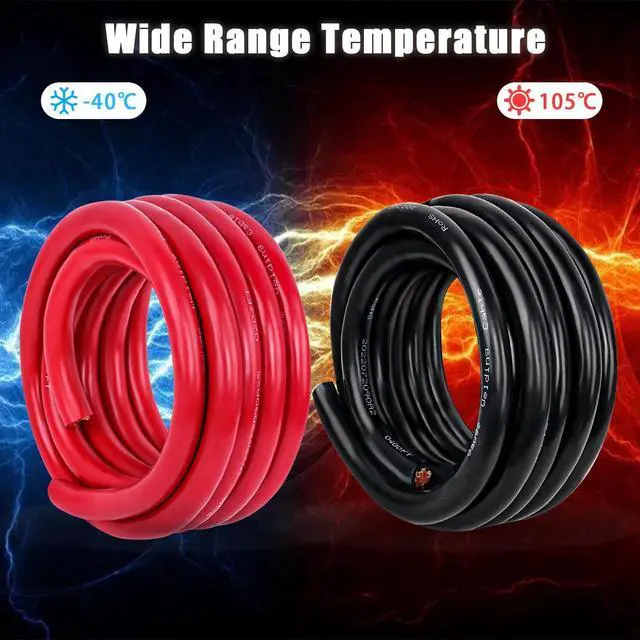 Alt view image 6 of 7 - 2 Gauge Battery Cable Copper Wire, 5FT Red+5FT Black 2 AWG Welding Cable Standard USA OFC Wire for Automotive, Battery, Solar, Marine and Generator