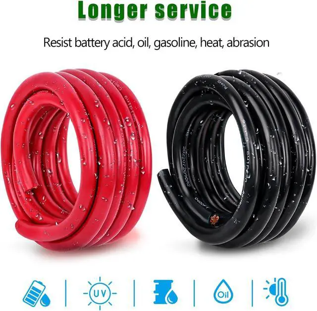 Alt view image 7 of 7 - 2 Gauge Battery Cable Copper Wire, 5FT Red+5FT Black 2 AWG Welding Cable Standard USA OFC Wire for Automotive, Battery, Solar, Marine and Generator
