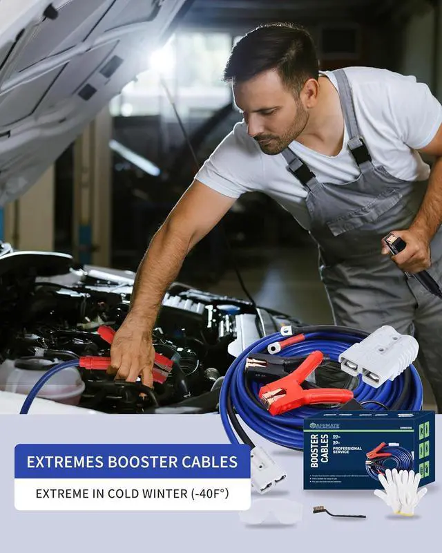 Alt view image 6 of 7 - 2/0 Gauge 30 FT Heavy Duty Jumper Cables - 1500Amp Booster Jumper Cable for Car, SUV and Trucks Battery - Quick Connect, Blue
