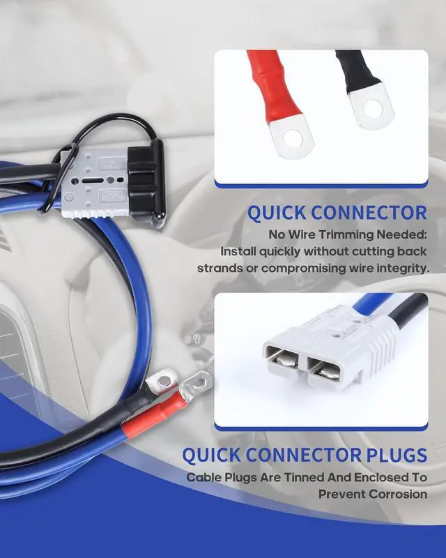 Alt view image 5 of 7 - 2/0 Gauge 30 FT Heavy Duty Jumper Cables - 1500Amp Booster Jumper Cable for Car, SUV and Trucks Battery - Quick Connect, Blue