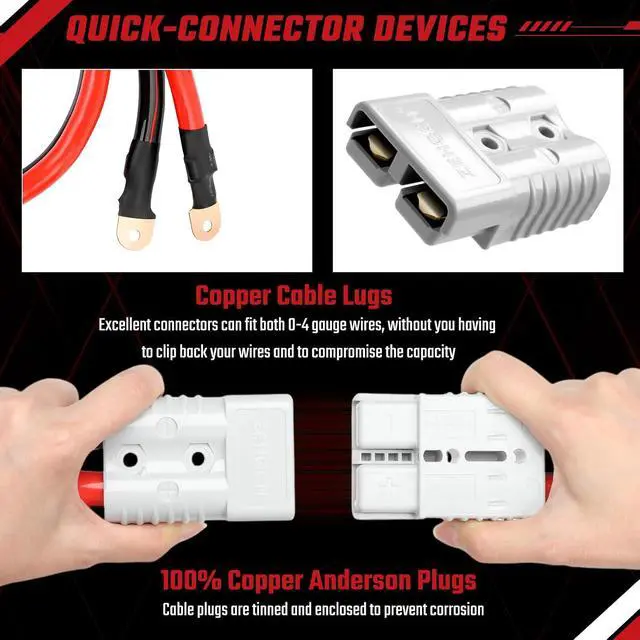 Alt view image 6 of 7 - Jumper Cables, 30 feet 1 Gauge 1000Amp, Heavy Duty Booster Battery Cables with Permanent Installation kit and Quick Connect Plug for 12V & 24V Cars, SUV, Trucks, Diesel Trucks