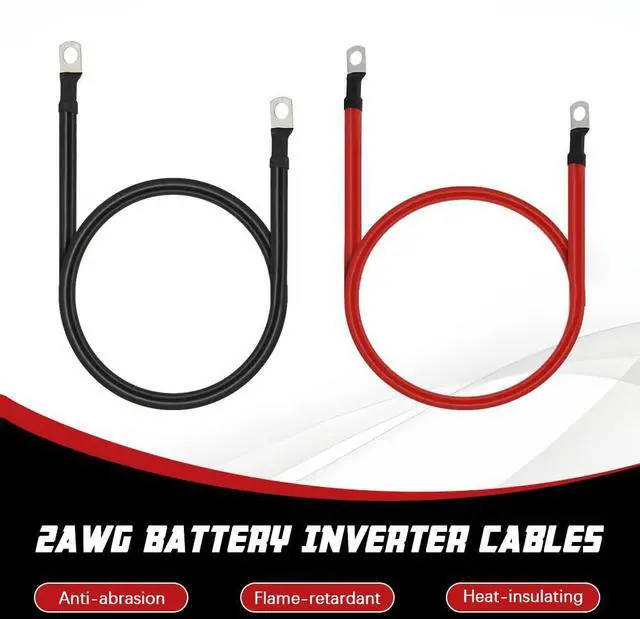 Alt view image 3 of 7 - 2 AWG Battery Cable 3FT 2 Gauge Pure Copper Battery Inverter Cables with 3/8 in Lugs Both Ends Power Inverter Wire Set for Automotive Solar Power Inverter Marine Boat RV Car Motorcycle (3FT)