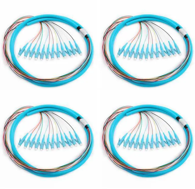 Main image of 4 Pack LC-OM3 12 Pigtail 12 Strand Multimode OM3/OM4 50/125 LC-UPC Fiber Pigtail, 1.5 Meter 4 Pcs