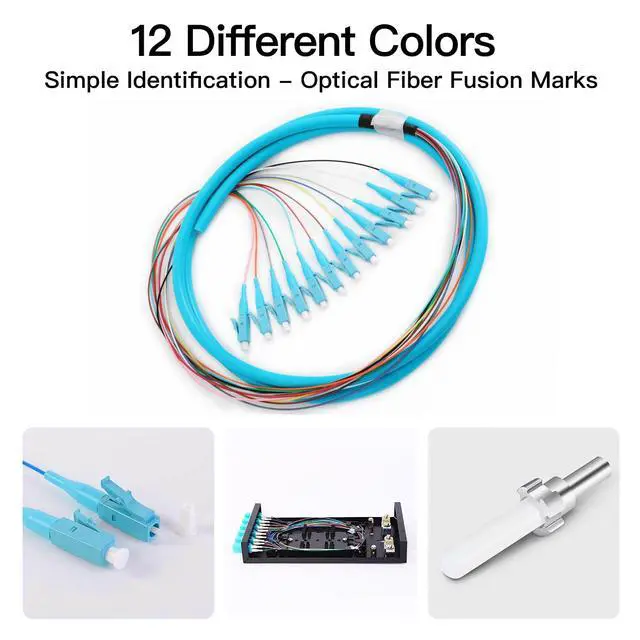 Alt view image 6 of 7 - 4 Pack LC-OM3 12 Pigtail 12 Strand Multimode OM3/OM4 50/125 LC-UPC Fiber Pigtail, 1.5 Meter 4 Pcs