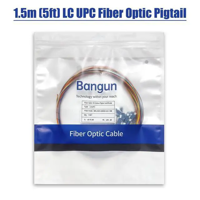 Alt view image 6 of 6 - (4Pack) 12 Strand Singlemode 9/125 LC-UPC Fiber Pigtail, Fiber Optic Pigtail, 1.5 Meters LC Cable