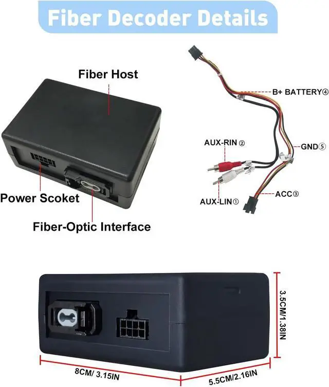 Alt view image 4 of 7 - Fiber Decoder for Mercedes, Optical Box Most Adapter for Porsche 911 997 Macan Boxster Cayenne Cayman, Optic Car Radio Stereo Audio Converter Amplifier Connector for ML GL SLK CLS R E S Series