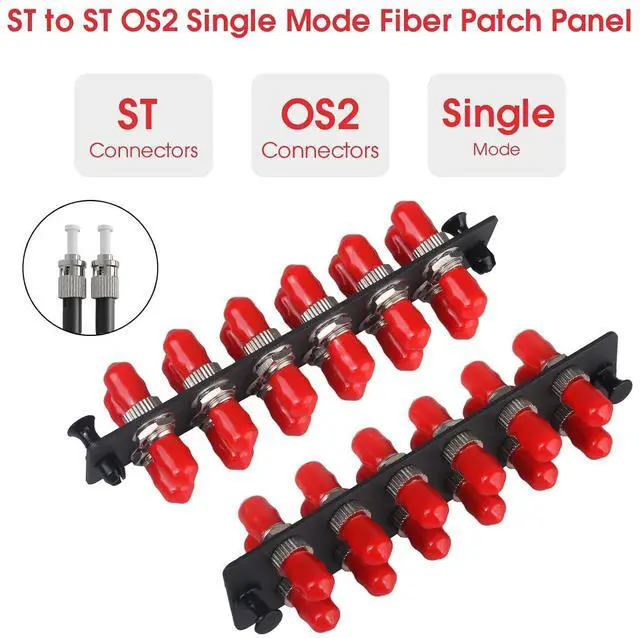 Alt view image 4 of 7 - 3-Pack 12 Simplex ST Fiber Patch Panel with Simplex Singlemode Red ST Adapters, 12 Fiber Ports
