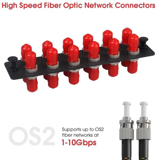 Alt view image 5 of 7 - 3-Pack 12 Simplex ST Fiber Patch Panel with Simplex Singlemode Red ST Adapters, 12 Fiber Ports