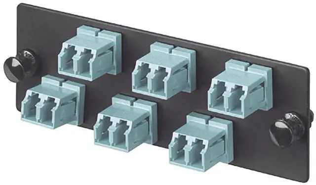 Main image of FAP6WAQDLCZ Multi-Mode 6-Port Fiber Adapter Panel with Zirconia Ceramic Split Sleeve, Aqua