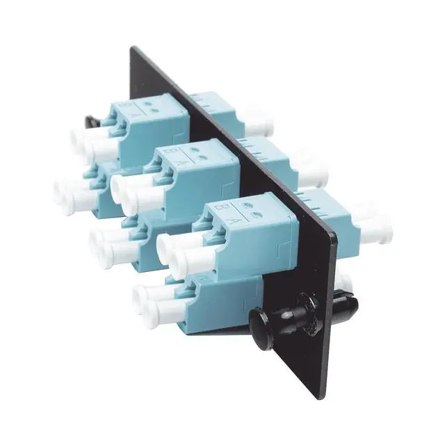 Alt view image 3 of 5 - FAP6WAQDLCZ Multi-Mode 6-Port Fiber Adapter Panel with Zirconia Ceramic Split Sleeve, Aqua