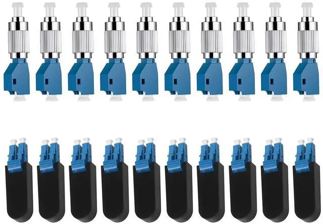 Main image of 10 pcs FC Male to LC Female Fiber Adapter 9/125 Single Mode + 10 pcs LC/UPC OS2 Single Mode Loopback Plugs for Fiber Optic Cable Testing, Network Troubleshooting & Certification