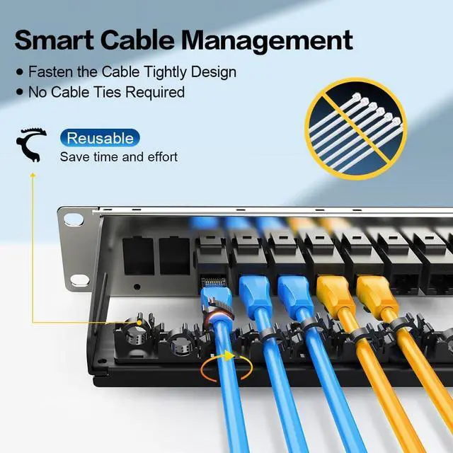 Alt view image 2 of 7 - 16 Port Patch Panel Cat6 Keystone RJ45 Patch Panel (EC Listed) UTP 1U Network Patch Panel with Smart Cable Management for 19inch Rackmount