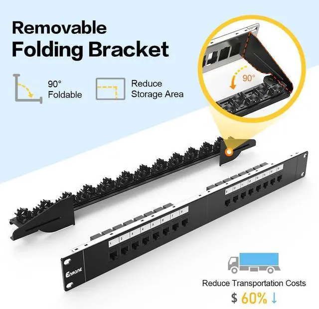 Alt view image 5 of 7 - 16 Port Patch Panel Cat6 Keystone RJ45 Patch Panel (EC Listed) UTP 1U Network Patch Panel with Smart Cable Management for 19inch Rackmount