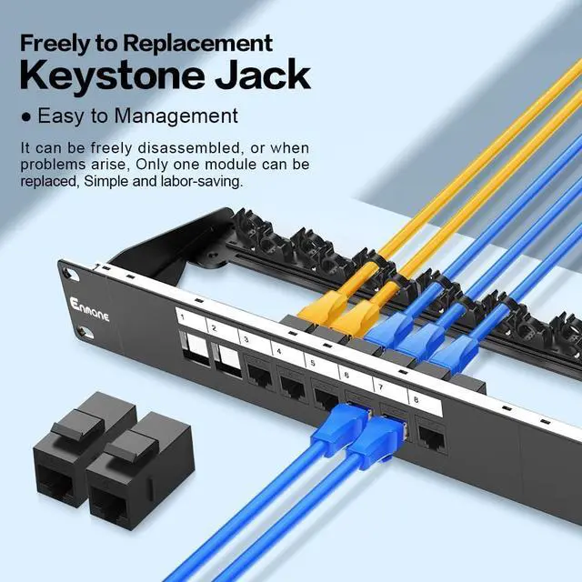 Alt view image 6 of 7 - 16 Port Patch Panel Cat6 Keystone RJ45 Patch Panel (EC Listed) UTP 1U Network Patch Panel with Smart Cable Management for 19inch Rackmount