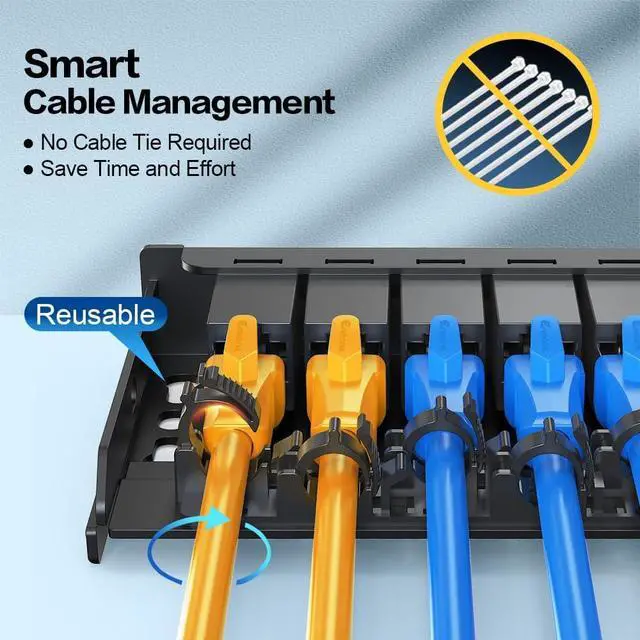Alt view image 3 of 7 - 6 Port Patch Panel 0.5U CAT6A Keystone Patch Panel (EC Listed) UTP for Desk Mount Home Ethernet Termination Box (EM-0.5U CAT6A)
