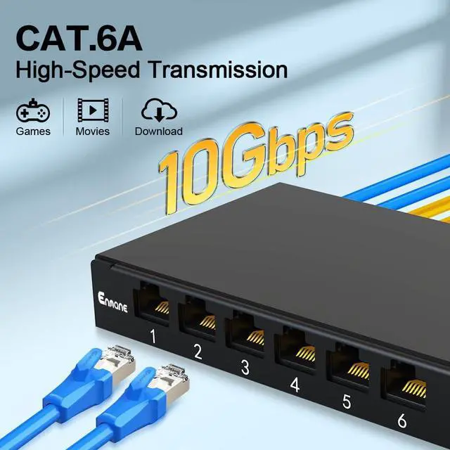 Alt view image 6 of 7 - 6 Port Patch Panel 0.5U CAT6A Keystone Patch Panel (EC Listed) UTP for Desk Mount Home Ethernet Termination Box (EM-0.5U CAT6A)