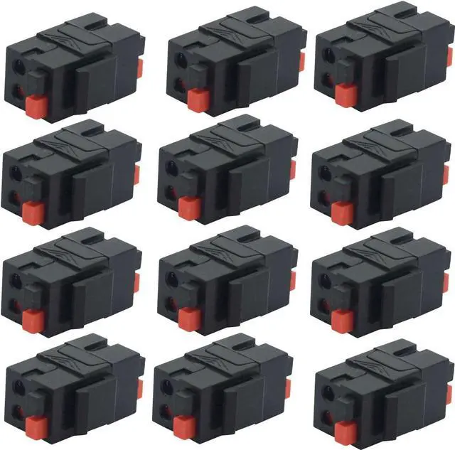 Main image of Speaker Keystone Jack Spring Loaded Speaker Jack for Keystone Wall Plate, Female to Female, for Home Theater Wall Plates - Black (12-Pack)