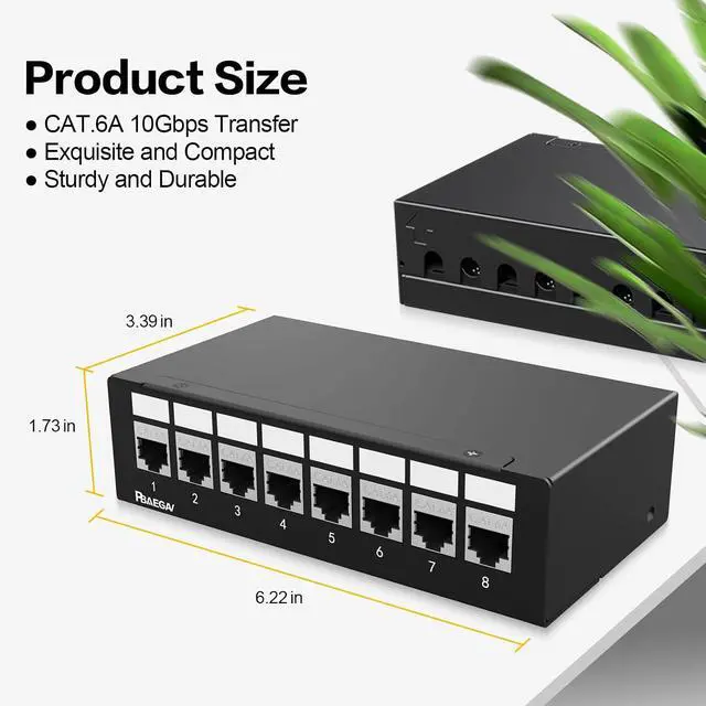 Alt view image 7 of 7 - Patch Panel 8 Port with 8pcs Cat6A Keystone JackEC Listed Shielded No Rust and Durable (1U 8Port Cat6A Keystone Jack Shielded)
