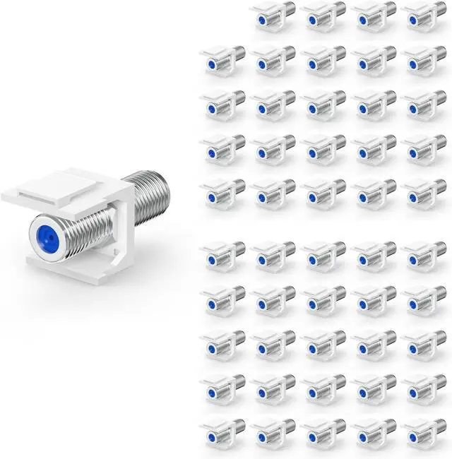 Main image of Coax Keystone Jack 3GHz F-Type RG6 Female Coaxial Connector 50-Pack