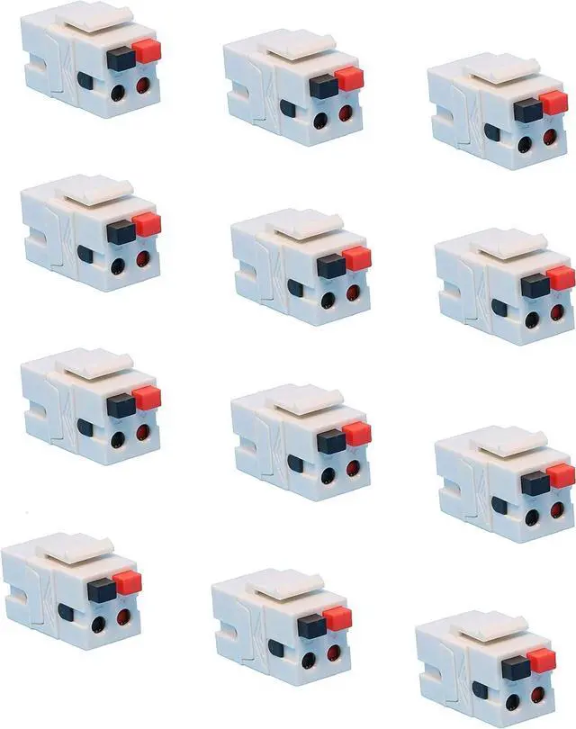 Main image of Speaker Keystone Jack Spring Loaded Speaker Jack for Keystone Wall Plate, Female to Female, for Home Theater Wall Plates - White (12-Pack)