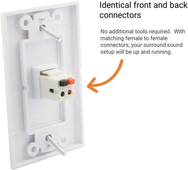 Alt view image 2 of 3 - Speaker Keystone Jack Spring Loaded Speaker Jack for Keystone Wall Plate, Female to Female, for Home Theater Wall Plates - White (12-Pack)
