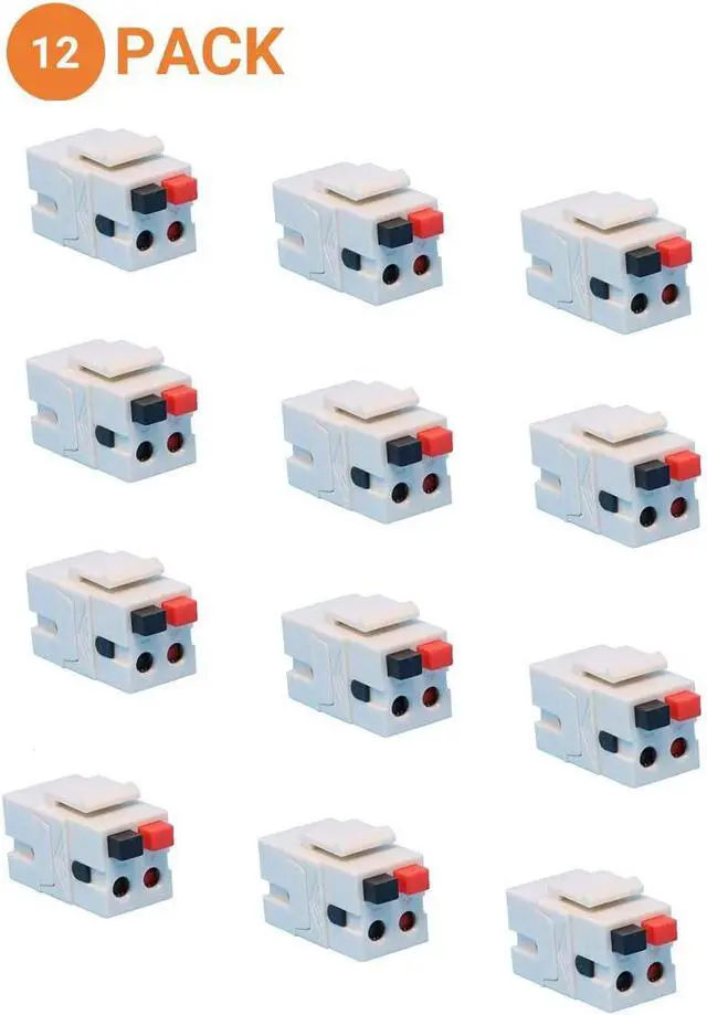 Alt view image 3 of 3 - Speaker Keystone Jack Spring Loaded Speaker Jack for Keystone Wall Plate, Female to Female, for Home Theater Wall Plates - White (12-Pack)