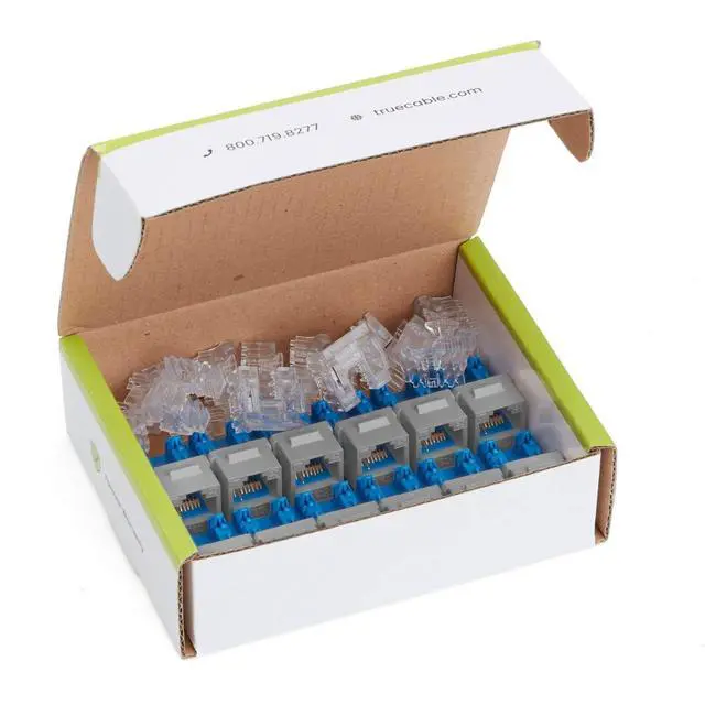 Alt view image 3 of 7 - Cat6A Unshielded (UTP) Keystone Jack, 90-Degree Punch-Down RJ45 Female Module, PoE++ 4PPoE, UL Listed & TIA Certified, Gray, 12 Pack