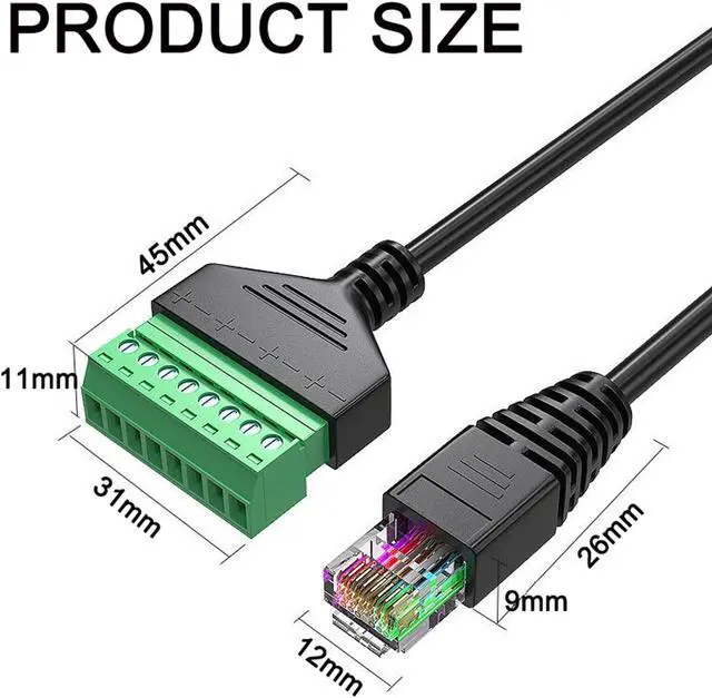 Alt view image 2 of 7 - 10 Pcs RJ45 Male to 8 Pin Screw Terminal Adapter,1ft RJ45 8p8c to 8Pin Bolt Terminal Connector for Cat 5/5e/6 Ethernet Extender CCTV Digital DVR Network Adapter (Male)