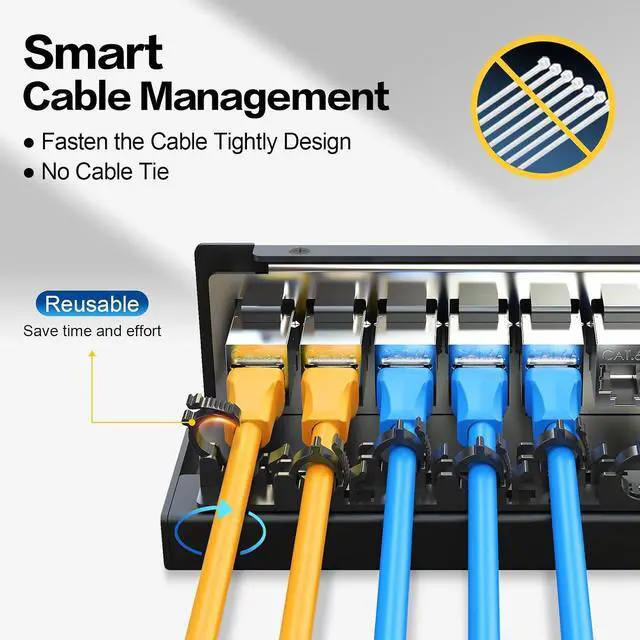 Alt view image 2 of 7 - Patch Panel 8 Port with 8pcs Cat6A Keystone JackEC Listed Shielded No Rust and Durable (1U 8Port Cat6A Keystone Jack Shielded)