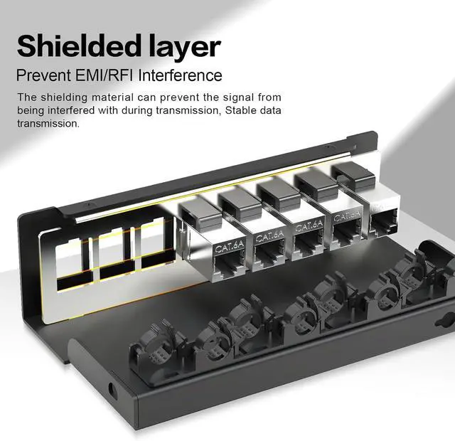 Alt view image 3 of 7 - Patch Panel 8 Port with 8pcs Cat6A Keystone JackEC Listed Shielded No Rust and Durable (1U 8Port Cat6A Keystone Jack Shielded)