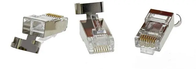 Main image of INC. 85-368 Shielded Feed-Thru Modular Plug Connector, Cable Connector for CAT6A/6/5e Shielded Cables, (25 Connectors)
