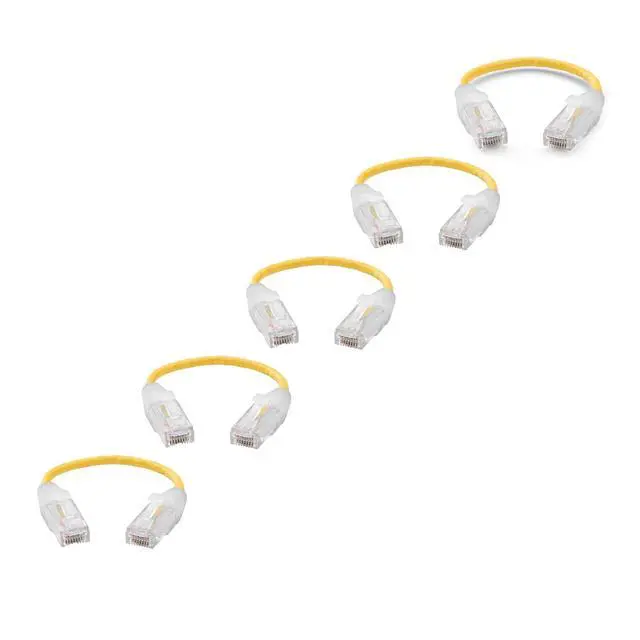 Main image of TRUECABLE Cat6 Component Rated Patch Cable, Unshielded (U/UTP), 6in, Yellow, 28AWG Stranded Pure Copper, Snagless 10G High-Speed Ethernet Cable, PoE++ 4PPoE 100W, UL Listed, RoHS-3, 5 Pack