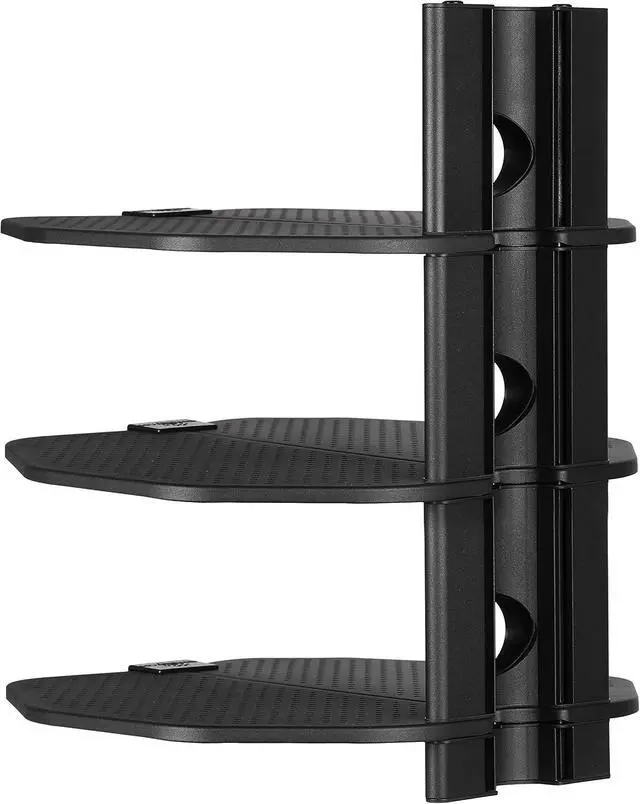 Alt view image 4 of 7 - TV Wall Mount 3 Shelf Bracket, with 15ft HDMI Cable, Three 18x16-Inch Black Components Shelves Under TV for Cable Box, Blu Ray Player, Stereo AV, AS3B