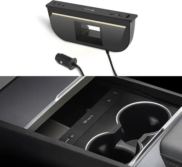 Main image of Muti-Ports USB Hub for Tesla Model 3 Highland 2024-2026/Model Y Juniper 2025-2026, Center Console Hidden Charger with Retractable Cable Interior Accessories Charging Hub(Premium/Performance)