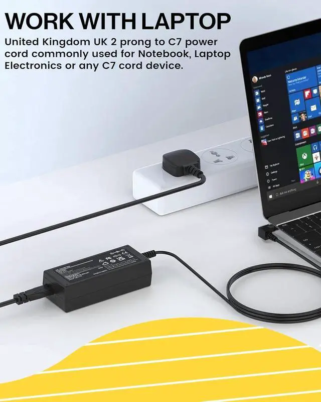 Alt view image 6 of 6 - (10-Pack) United Kingdom UK 2- Slot Printer Power Cord Cable, Non-Polarized (IEC-320-C7 to CEE 7/16) Works with TV, Printer, Chargers, PS4 Game Console and More for UK Travel - 10 Pack