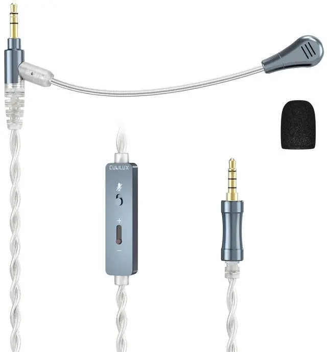 Main image of 3.5mm Headphone Cable with Boom Mic, Mute Switch, Volume Control, Silver-Plated AUX Replacement Cord for Voice Chat, Calls, Game Consoles, WH1000-XM6/5/4, Studio Pro, Solo, More, 4 FT