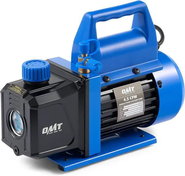 Main image of Vacuum Pump, 4.5 cfm 1/3 hp HVAC Single Stage Vacuum Pump for R12 R22 R134a R410a R502, Auto AC Vacuum Pump Kit for Automotive Air Conditioner Resin Degassing & More, Oil Included