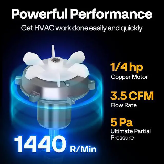 Alt view image 2 of 7 - 3.5 CFM 1/4 HP 110V Single Stage HVAC Vacuum Pump for R134a R12 R22 R502 R410a Systems, Auto AC Vacuum Pump for Air Conditioner Servicing Resin Degassing with Oil Bottle