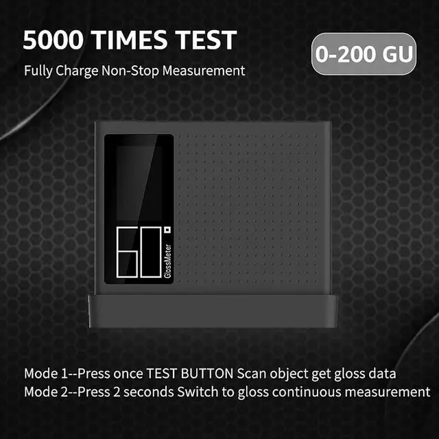 Alt view image 3 of 7 - Auto Calibration Gloss Meter 60º 0-200GU Card Sized For Auto Paint Plastic Rubber Glass Hardware Stone Floor Tile Surface Glossmeter