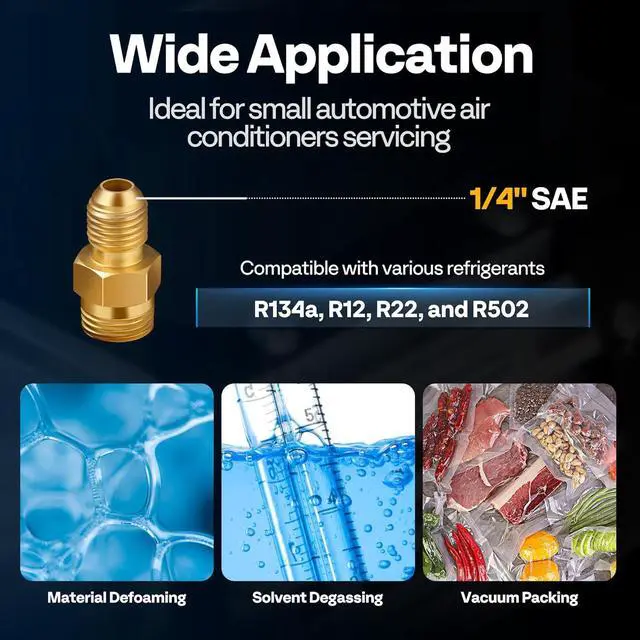 Alt view image 6 of 7 - 3.5 CFM 1/4 HP 110V Single Stage HVAC Vacuum Pump for R134a R12 R22 R502 R410a Systems, Auto AC Vacuum Pump for Air Conditioner Servicing Resin Degassing with Oil Bottle