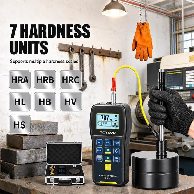 Alt view image 2 of 7 - Portable Leeb Hardness Tester -,Hardness Testing Equipment Kit with Test Block, Copper, 7-in-1 HL, HV, HB, HRC, HRB, HRA, HS
