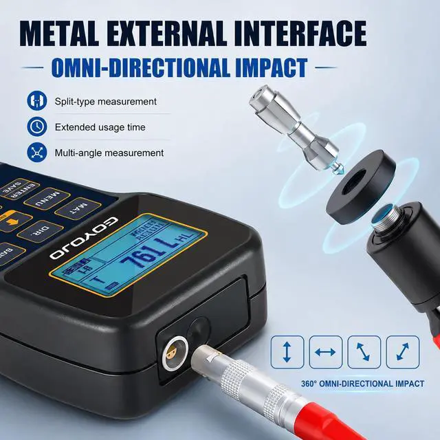 Alt view image 6 of 7 - Portable Leeb Hardness Tester -,Hardness Testing Equipment Kit with Test Block, Copper, 7-in-1 HL, HV, HB, HRC, HRB, HRA, HS