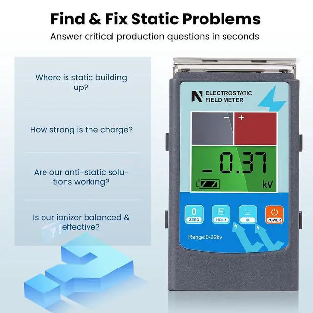 Alt view image 2 of 7 - FMX-003 Static Meter 0~20KV Electrostatic Field Meter ESD Test Meter 0~200V Ion Balance Tester for Electronics & Manufacturing & Laboratory
